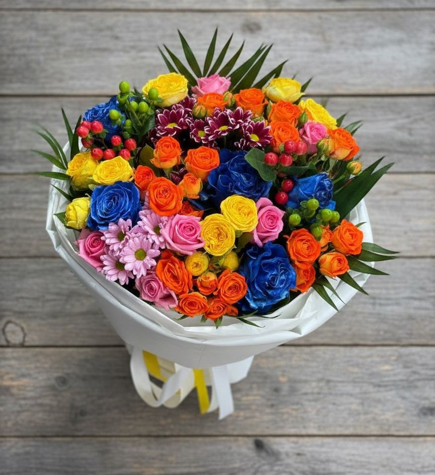 Букет цветов из: Розы и Хризантемы в Куршаве