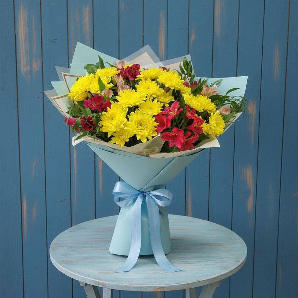 Букет цветов из: Альстромерии и Хризантемы в Куршаве