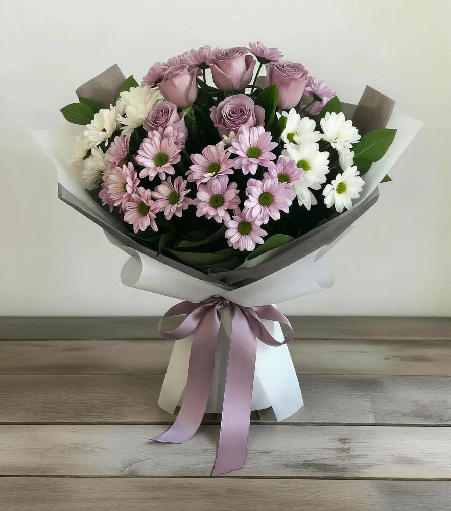 Букет цветов из: Хризантемы и Розы в Куршаве