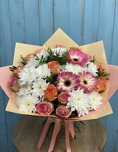 Букет цветов из:  Розы, Герберы и Хризантемы в Куршаве