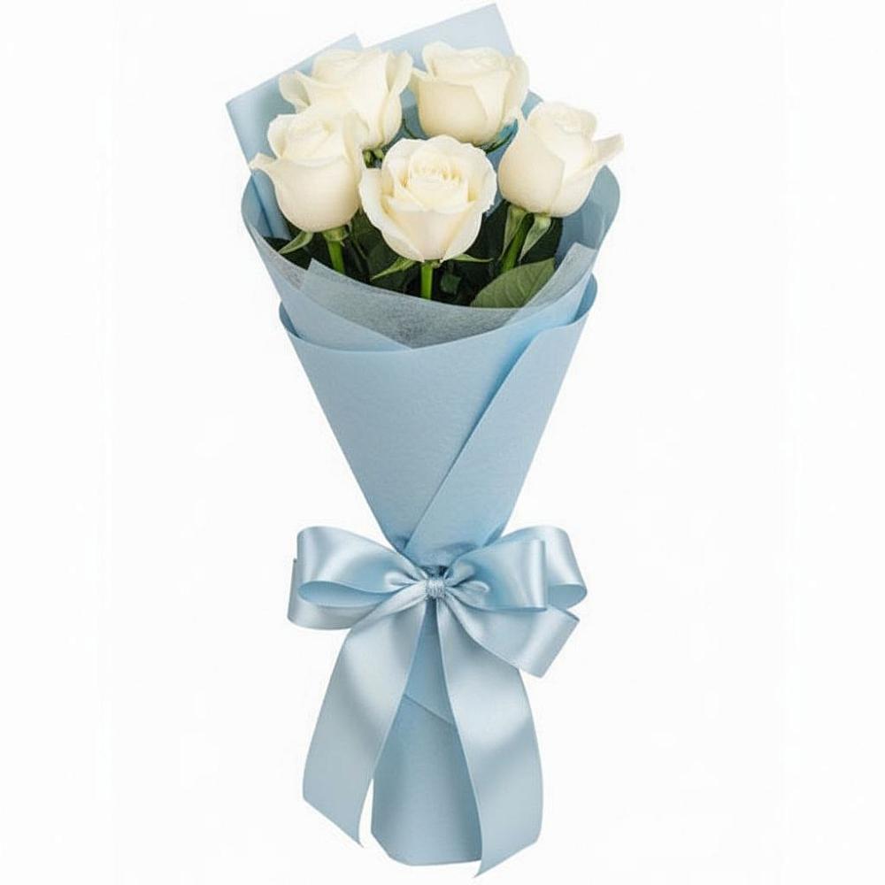 Букет 5 Белых роз Проуд в Куршаве