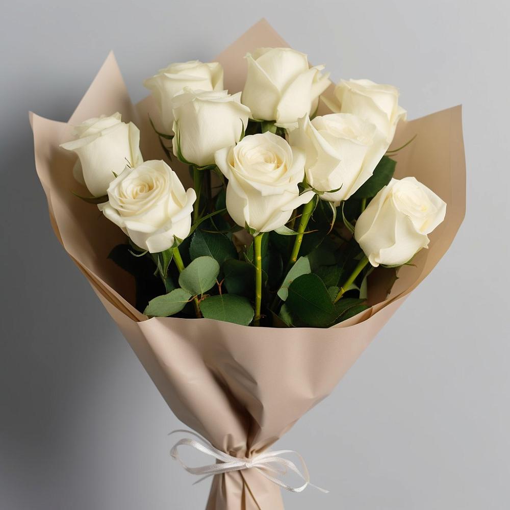 Букет 9 Белых роз Эдлесс Лав в Куршаве