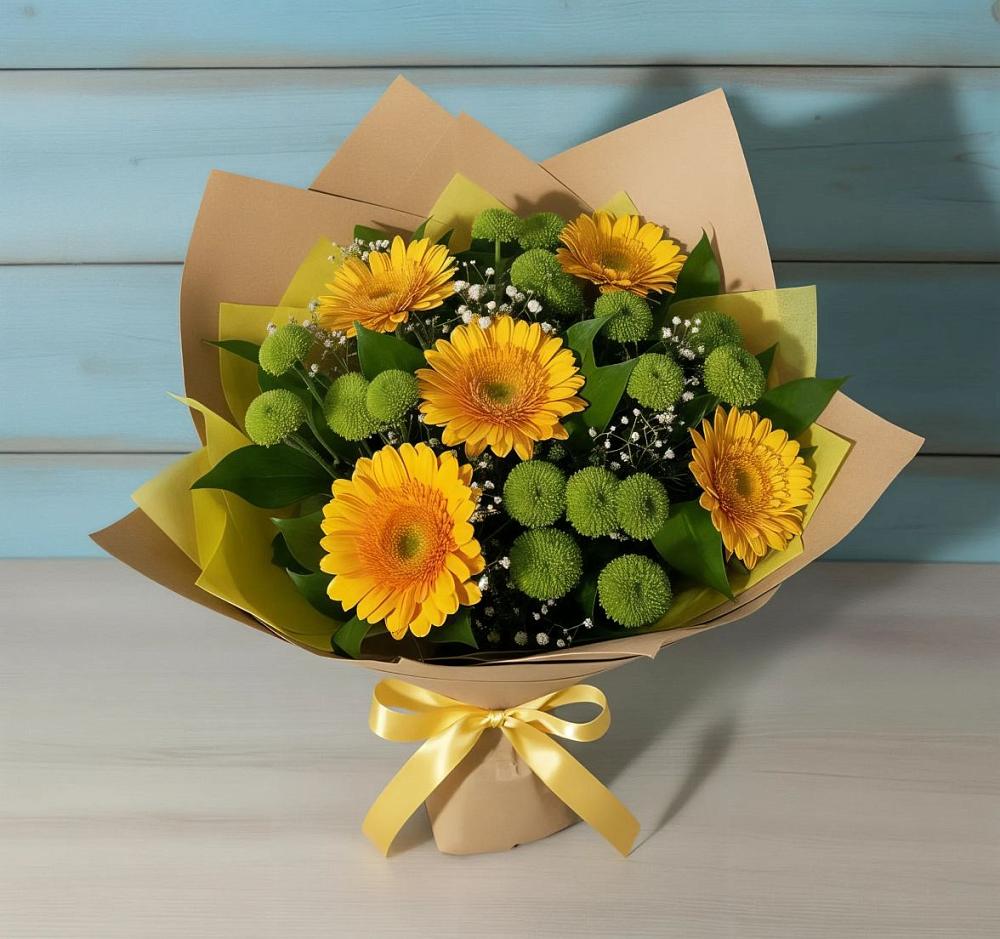 Букет цветов из: Герберы и Хризантемы в Куршаве