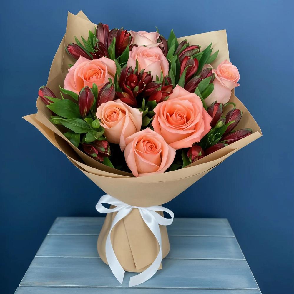 Букет цветов из: Розы и Альстромерии в Куршаве