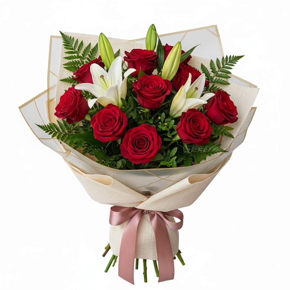 Букет цветов из: Лилии и Розы в Куршаве