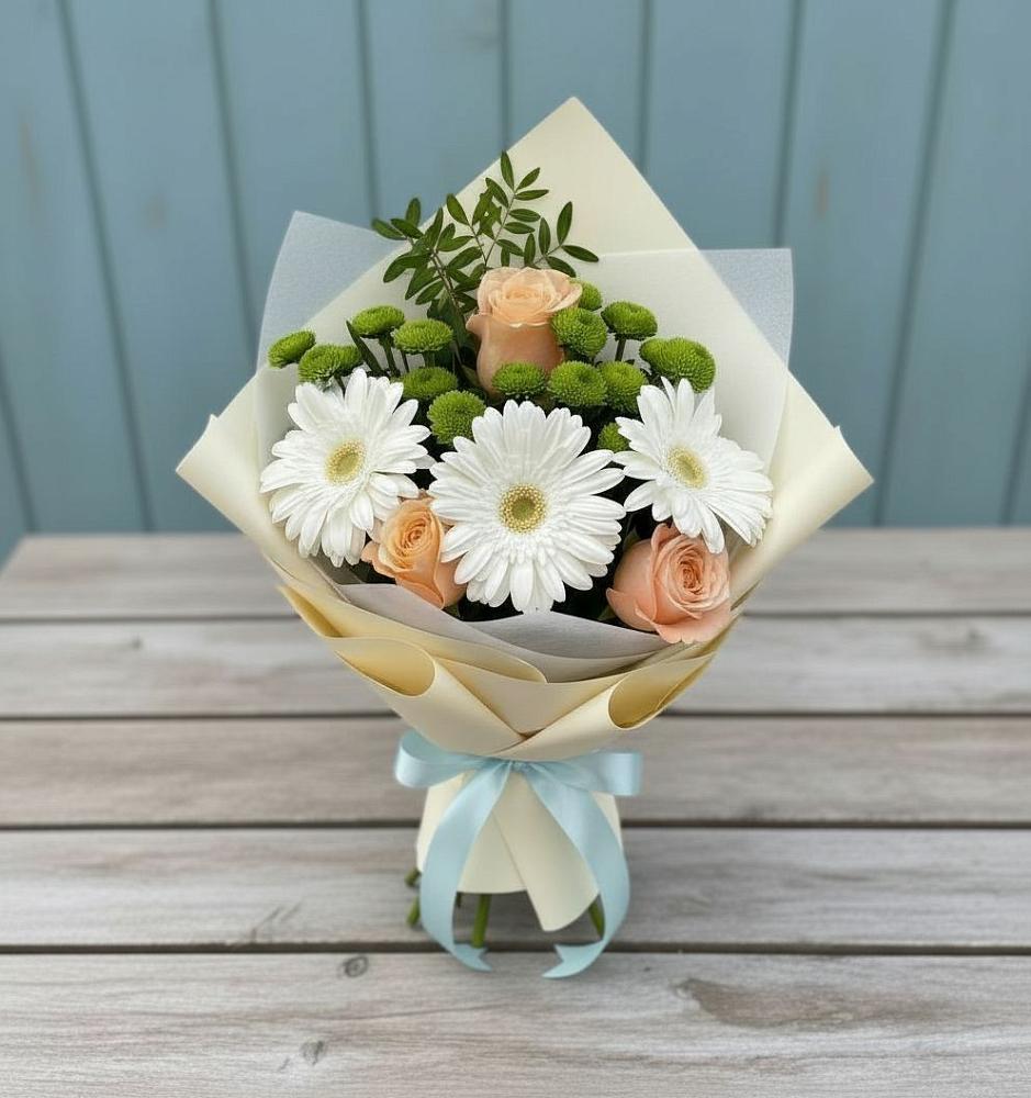 Букет цветов из: Герберы, Розы и Хризантемы в Куршаве
