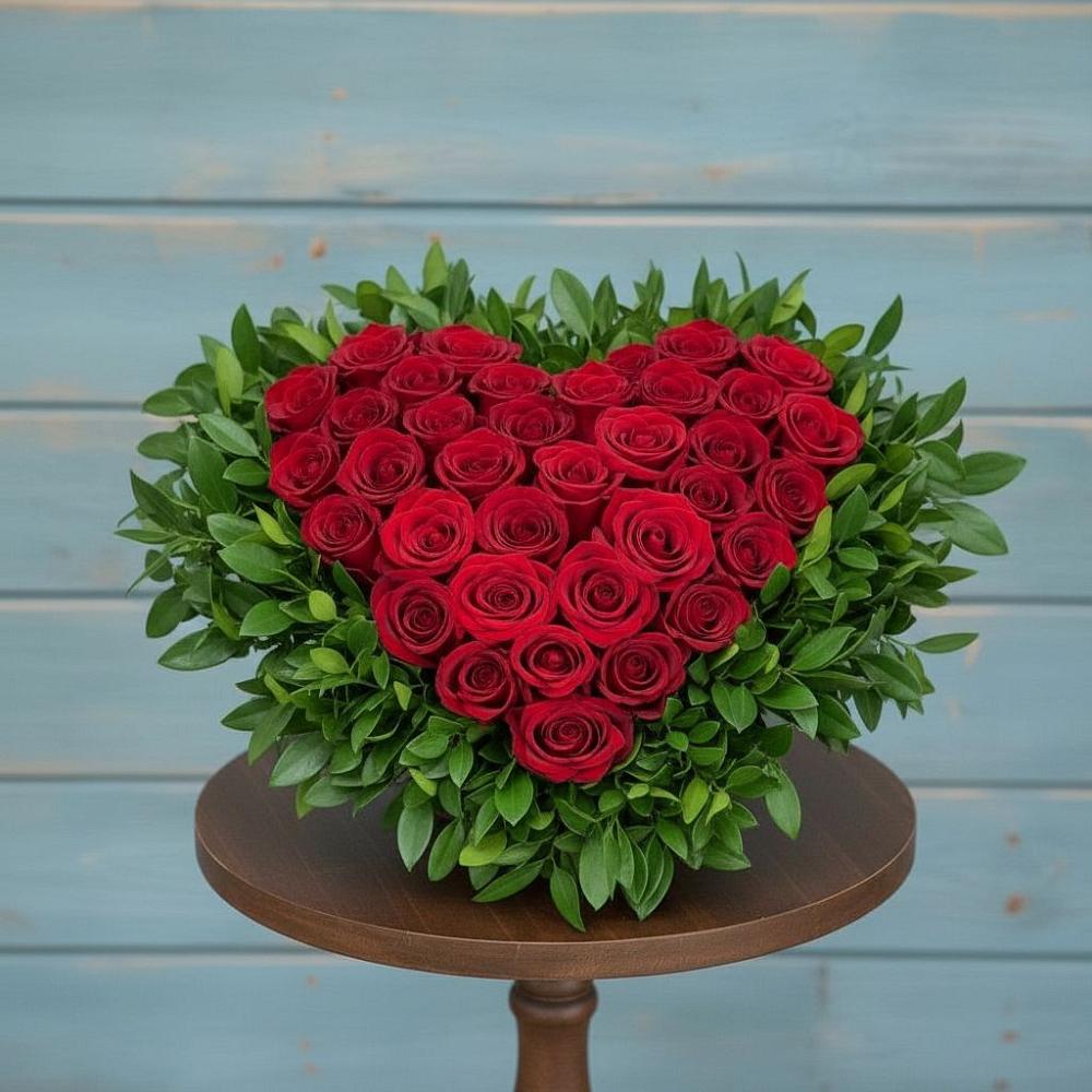 Цветочная композиция из Розы в виде сердца в Куршаве