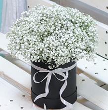 Цветочная композиция из Гипсофила в шляпной коробке в Куршаве