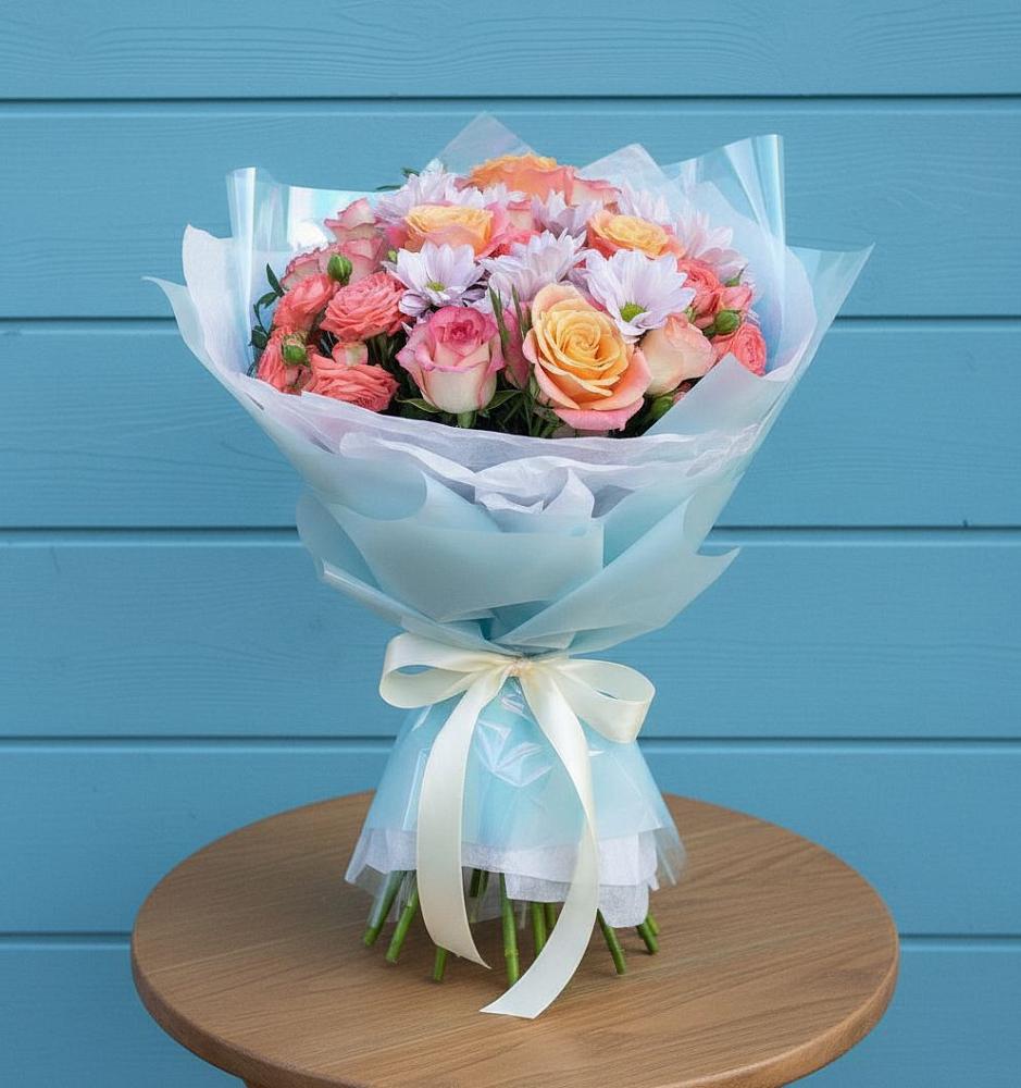 Букет цветов из: Хризантемы и Розы в Куршаве