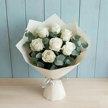 Букет Белые розы в Эвкалипте #REPLACE_PRED# Куршаве